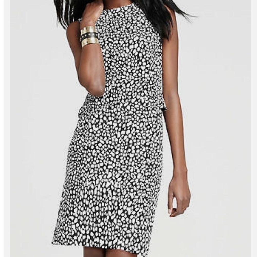 𝅺Ann Taylor Bodycon Exotic Abstract Black & White Print Petite Dress​​​​​